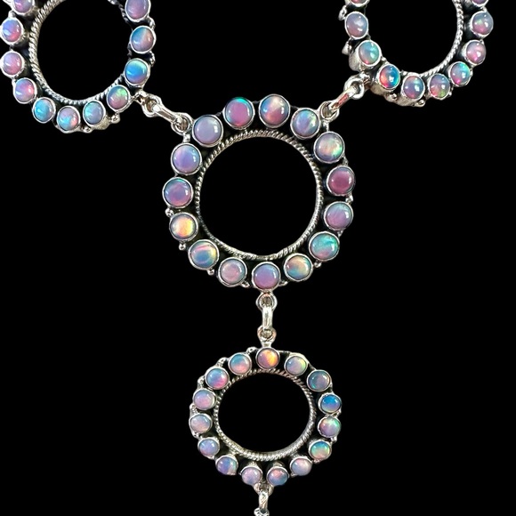 Sterling Silver Ethiopian Opal Conch Necklace & Earrings Set - Picture 11 of 17